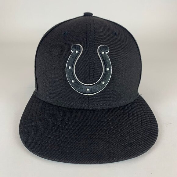 Indianapolis Colts NFL Black New Era 59Fifty Wool Fitted Hat Mens 7 3/8 - Picture 2 of 5